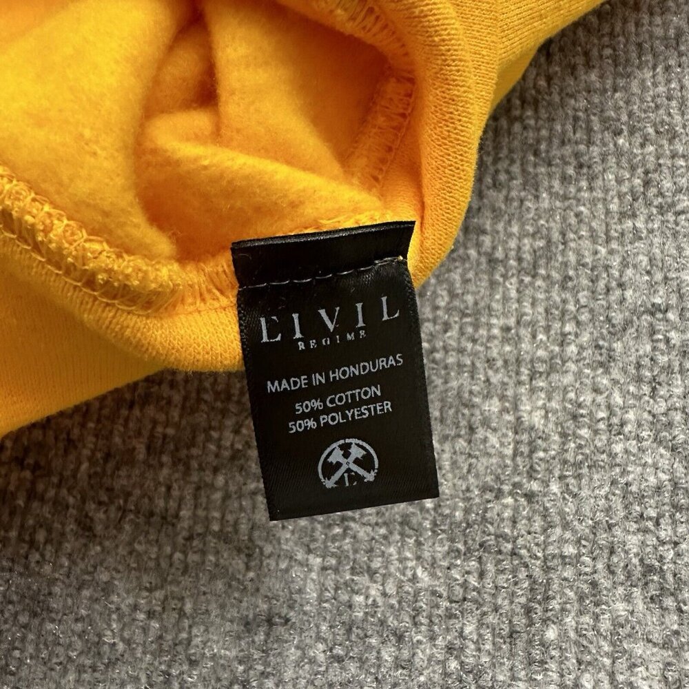 Civil Regime Hoodie Men Large Yellow Pullover Hooded Sweatshirt - Picture 7 of 10